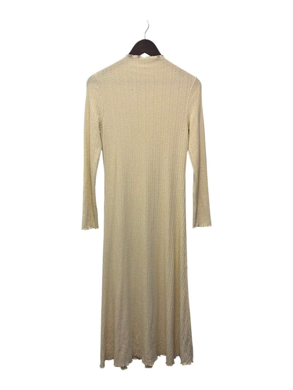Mango Cream Long Sleeve Maxi Dress Knit Texture Costal Cowgirl Coquette